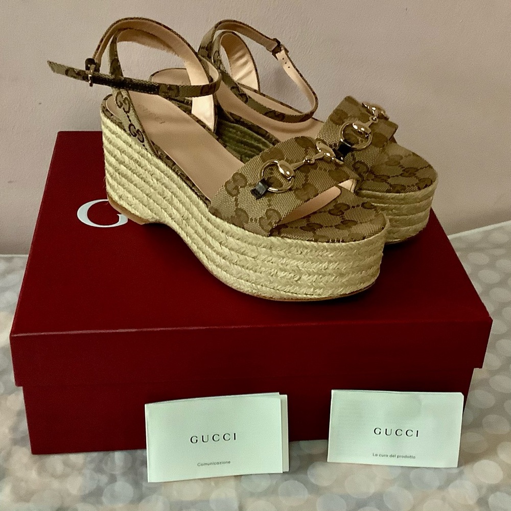 BNIB Gucci Women's Horsebit Espadrille Platform Sandal sz.36 - Picture 3 of 12